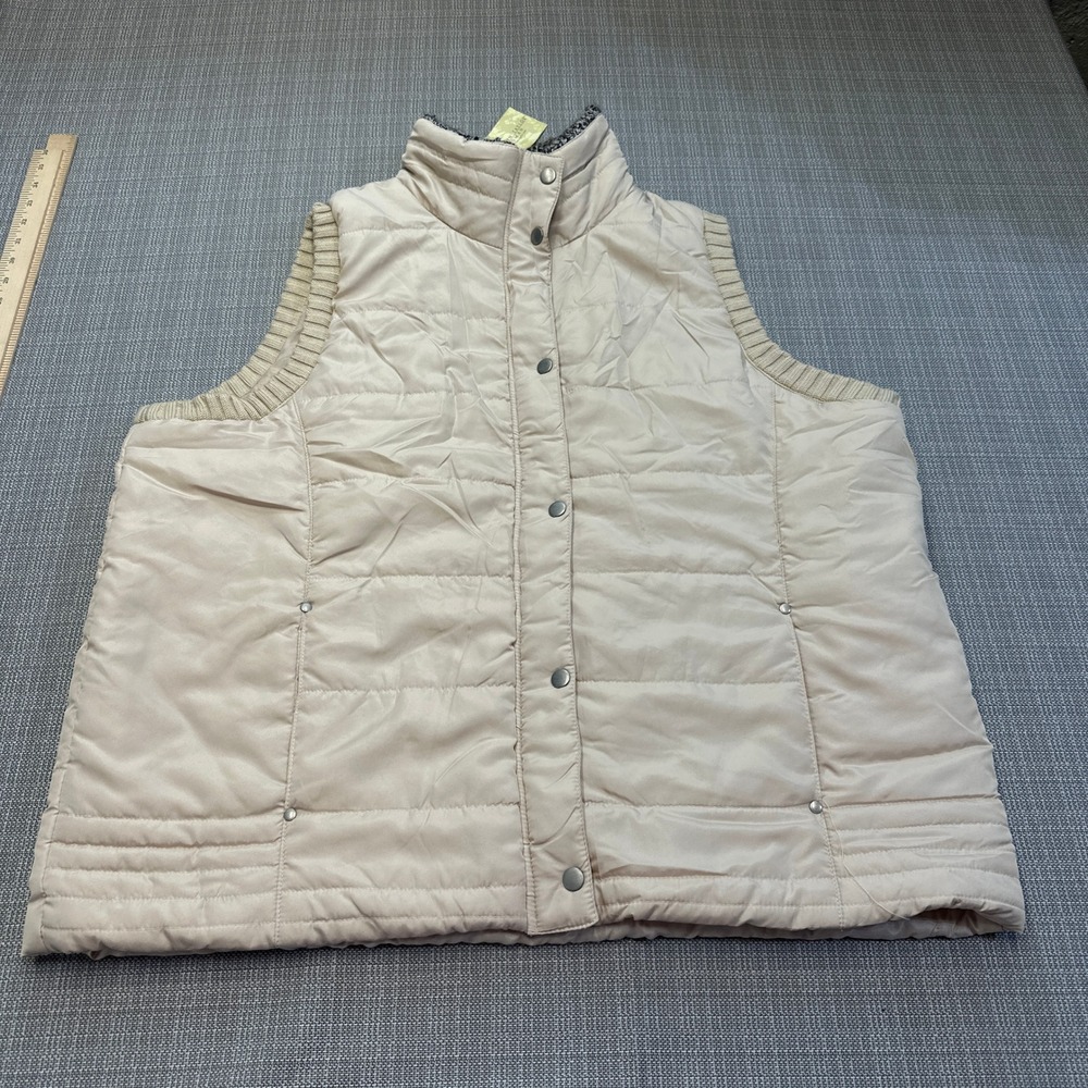New Quilted Puffer Vest Womens 2X Mock Neck Knit Trim Lightweight Fall